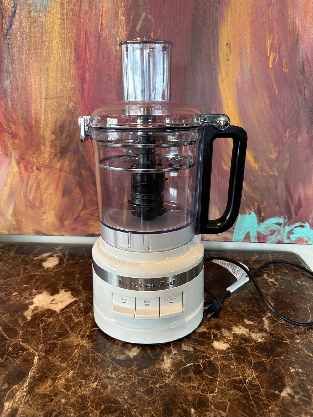 KitchenAid White and Black full-size Food Processor with Clear Bowl
